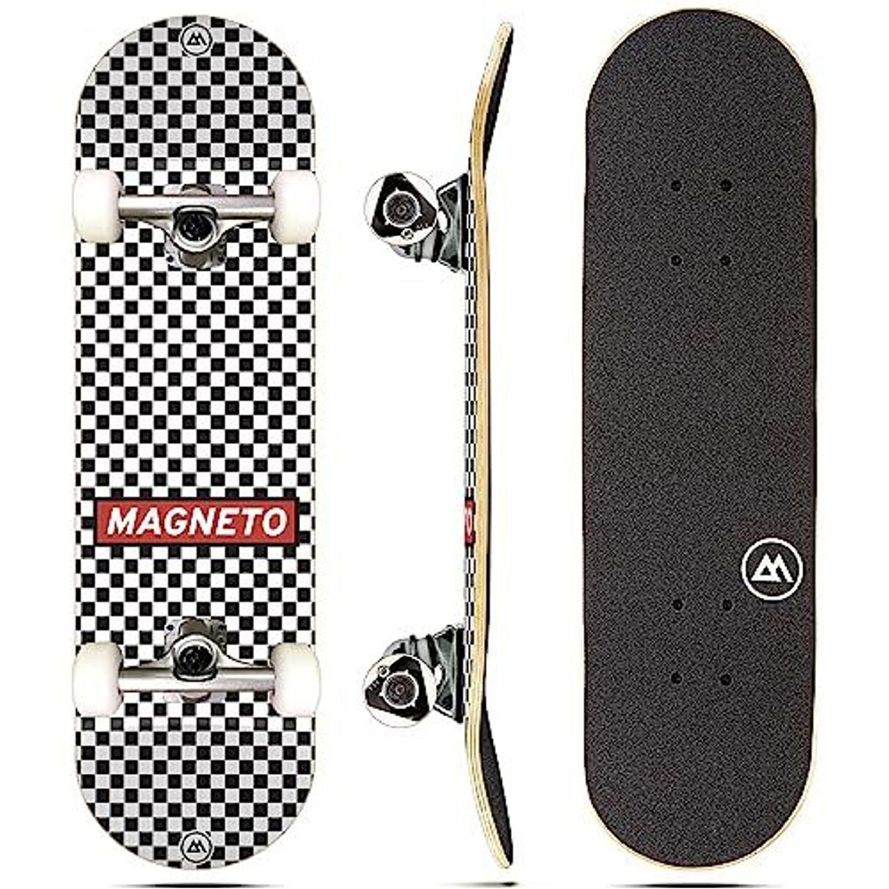 Magneto Complete Skateboard | 27.5" x 7.5" | 6-Layer Canadian Maple Double Kick Concave Deck | Skateboard Cruiser Skateboard for Kids, Boys, Girls, Beginners, and Teens